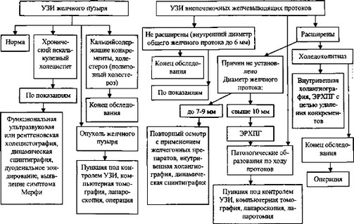 Алгоритм лучевых методов исследования при подозрении на холелитиаз и билиарную гипертензию
			(Комаров Ф. И. и соавт., 1993)